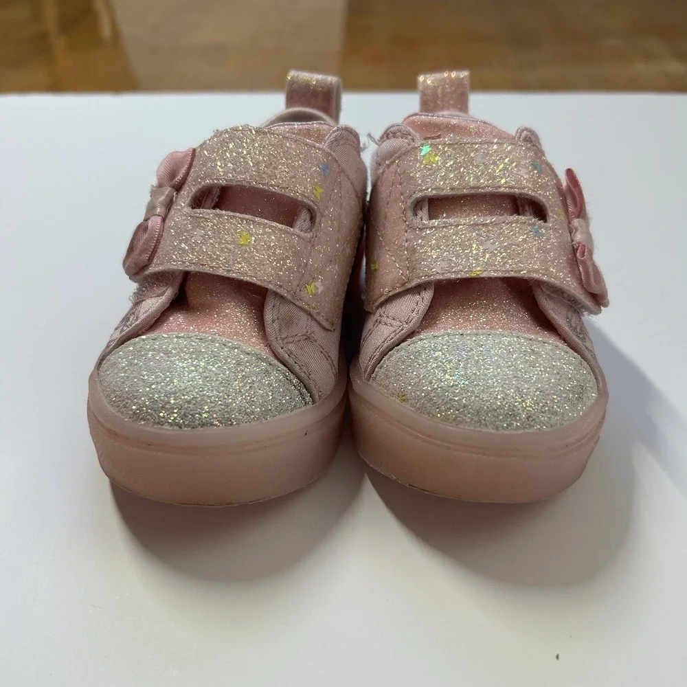 Skechers Twinkle Toes Pink Glitter Butterfly Toddler Sneakers - Size 5